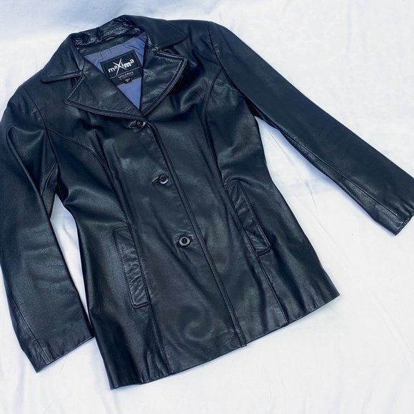 Y2K Womens Leather Jacket 90s era Wilsons MAXIMA Clueless Luxury Showstopper - Picture 2 of 12